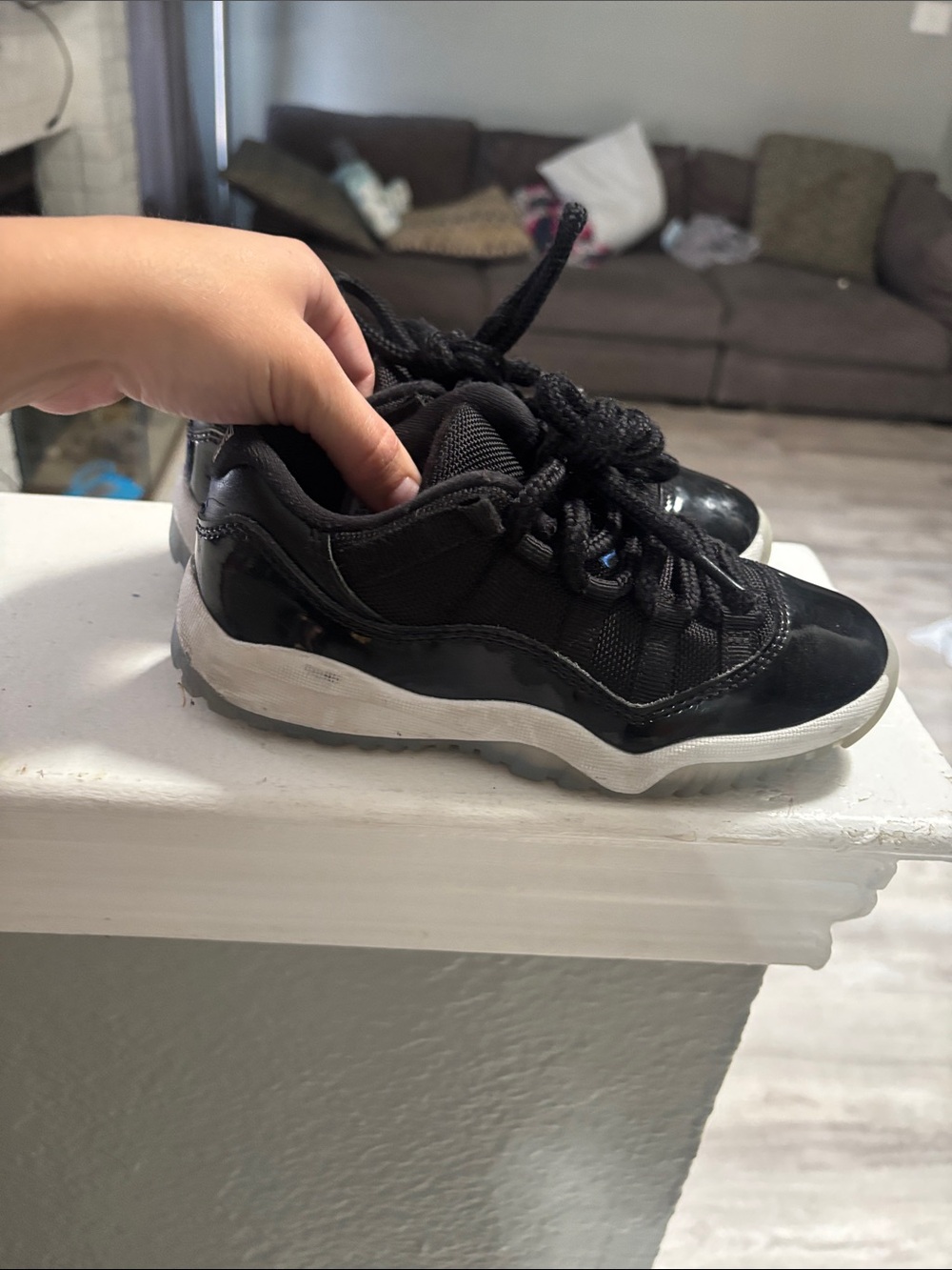 Jordan Kids Black and White Low-Top Sneakers